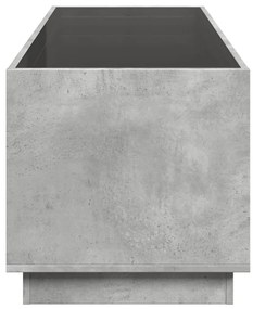 betonszürke végtelen hatású LED-es dohányzóasztal 90x50x50 cm