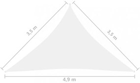 fehér háromszögű oxford-szövet napvitorla 3,5 x 3,5 x 4,9 m