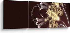 Kép - fényes virágok (órával) (90x30 cm)