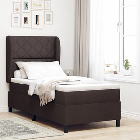 Boxspring Ágy Mattal Sötétbarna Színben, 90x200 cm, Anyag