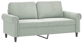 vidaXL 2 személyes világosszürke bársony kanapé díszpárnákkal 140 cm