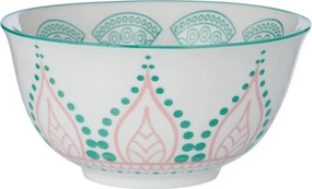 ORNAMENTS tálka 520 ml, zöld-rózsaszín