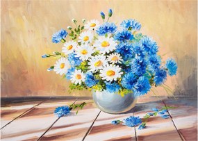 Festett kép egy váza virágról (üvegen) (70x50 cm)