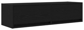TV Szekrény Fekete Tölgy 100x31x25,5 cm Szerelt Fa