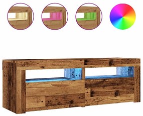 antik fa színű szerelt fa TV-szekrény LED-ekkel 120x35x40 cm