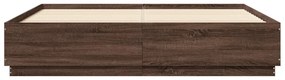 barna tölgy színű szerelt fa ágykeret LED-del 200 x 200 cm