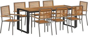 vidaXL Kert étkező szett 9 pcs Szürke és Barna polirattan