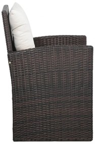 5-részes barna polyrattan kerti bútorszett párnákkal