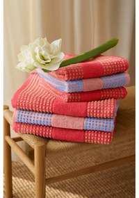 Piros frottír bio pamut törölköző 50x100 cm Check – JUNA