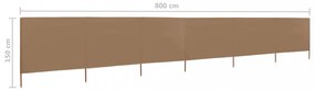 tópszínű szövet 6-paneles szélfogó 800 x 120 cm