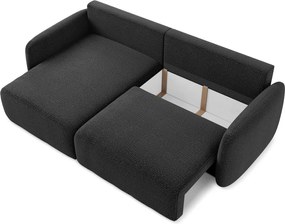 Fekete kinyitható-tárolóhelyes sarokkanapé (bal oldali) Kalena – Makamii