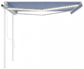 kék/fehér automata szélérzékelős és LED-es napellenző 4 x 3,5 m