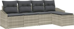 vidaXL Kanapé Szett párnával tárolóval 5 pcs Világosszürke polirattan