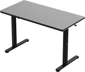 Állítható magasságú íróasztal, 120 x 60 cm, fejhallgatótartóval, üveglappal fekete