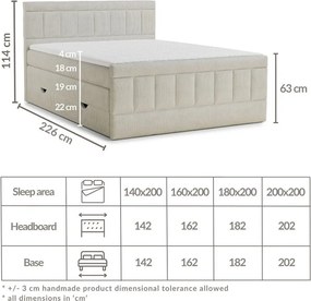Bézs ágyneműtartós boxspring ágy 180x200 cm Caya – Maison de Rêve