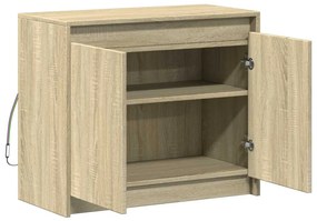 sonoma tölgy szerelt fa tálalószekrény LED-del 72 x 34 x 61 cm