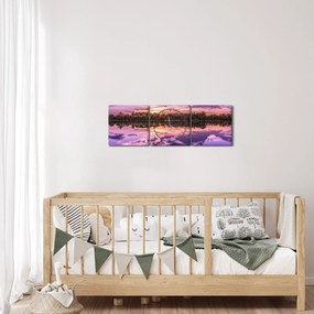 Lila ég képe (órával) (90x30 cm)