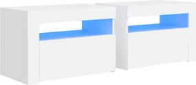 vidaXL 2 db fehér éjjeliszekrény LED-del 60 x 35 x 40 cm