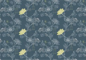 Flizelin fotótapéta Virágok és ketrecek türkiz 416x254 elegáns +ragasztó