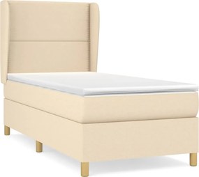 vidaXL krémszínű szövet rugós ágy matraccal 90 x 200 cm