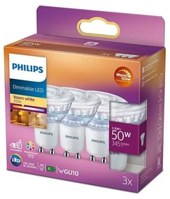 KÉSZLET 3x LED Dimmelhető izzó Philips Warm Glow GU10/3,8W/230V 2200-2700K