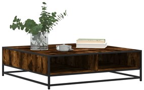 füstös tölgy szerelt fa és fém dohányzóasztal 100 x 100 x 30 cm