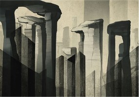 Flizelin tapéta Divatos 3D fali nyers építészet 208x146 ragasztóval