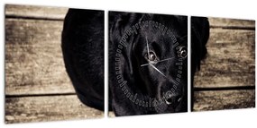 Egy fekete kiskutya képe (órával) (90x30 cm)