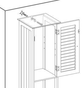 Fürdőszoba szekrény, Tárolószekrény fiókkal, kivehető X alakú polc 170cm