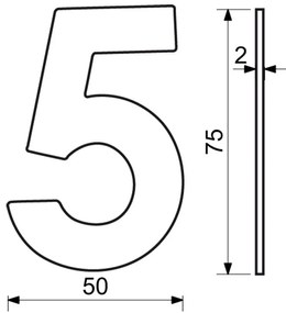 "5" házszám, RN.75L, rozsdamentes acél
