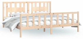 tömör fenyőfa ágykeret fejtámlával 200 x 200 cm