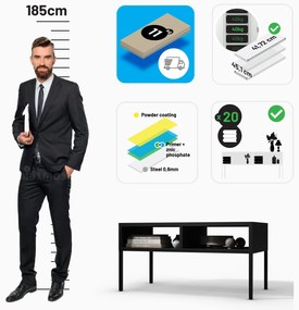 MATTEO dohányzóasztal 900 x 450 x 450 mm, fekete