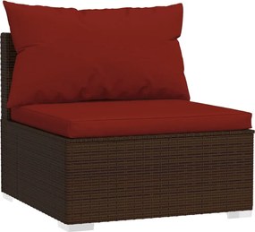 7 részes barna polyrattan kerti ülőgarnitúra párnákkal