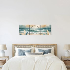 Kép – Festett strand lágy színekben (órával) (90x30 cm)