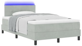 Box Spring Ágy Matraccal és LED Világosszürke 120x190 cm Bársony