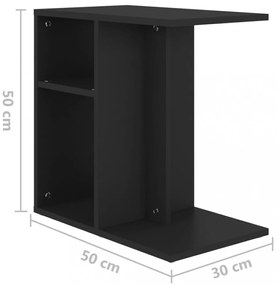 fekete szerelt fa kisasztal 50 x 30 x 50 cm