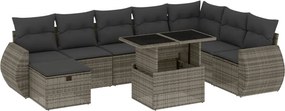 vidaXL 9 részes szürke polyrattan kerti ülőgarnitúra párnákkal