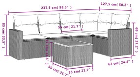 6 részes szürke polyrattan kerti ülőgarnitúra párnákkal