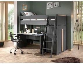 London sötétszürke gyerek ruhásszekrény magasított ágy alá - Vipack