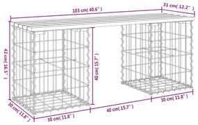 impregnált fenyőfa gabion kerti pad 103 x 31 x 42 cm