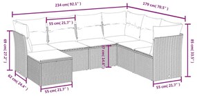 7 részes világosszürke polyrattan kerti ülőgarnitúra párnákkal