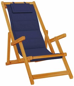 kék akácfa &amp; textilene összecsukható strandszék karfával