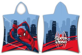 Piros-kék frottír gyerek fürdőponcsó Spider-Man – Jerry Fabrics