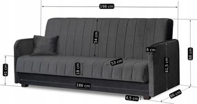 2 db-os szett, ágyazható kanapé szürke színben PORTO