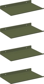 vidaXL Lebegő polc 4 pcs Olajzöld 30 x 18 x 2,5 cm Acél