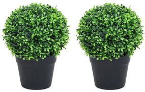 2 db zöld gömbalakú cserepes műpuszpáng 37 cm