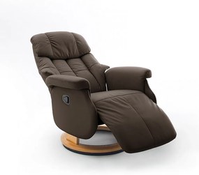CALGARY Comfort L Barna bőr relax fotel lábtartóval natúr lábbal