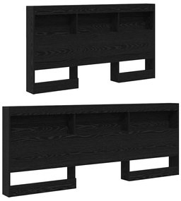 Tároló fejtámla polcokkal tárolóval Musta tammi 160 cm Faanyag