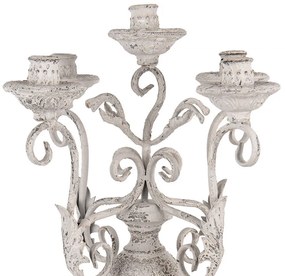 Erősen antikolt fehér vintage gyertyatartó 5 ágas 58 cm