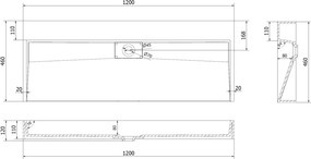 Mexen Ava konglomerátum feletti mosdó 120 x 46 cm, fehér - 23011200